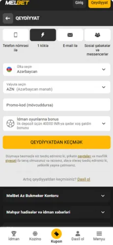 Qeydiyyat Melbet
